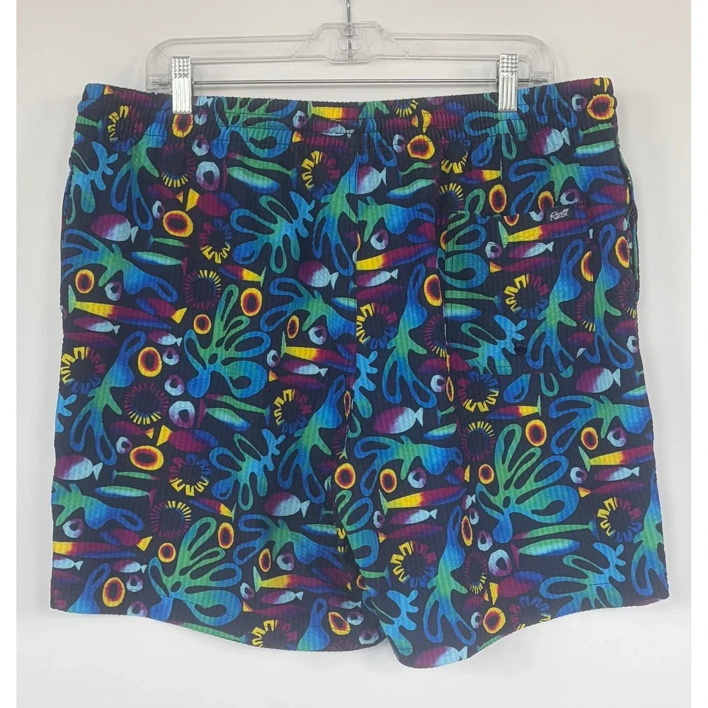 RSVLTS Mens 2XL Beersucker Swim Trunks Multicolor Abstract Fish Print Shorts